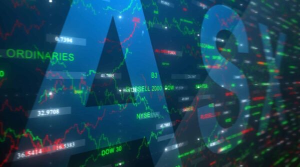 ASX Australian Securities Exchange share market index chart graphic - 3D illustration rendering